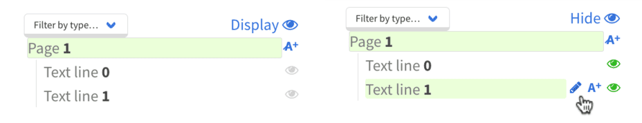 Element tree actions