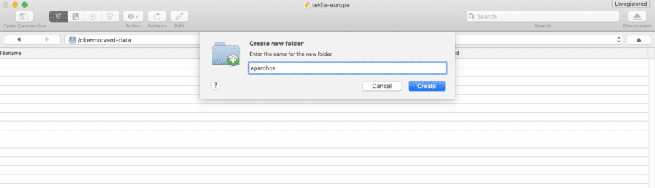 Create folder in cyberduck