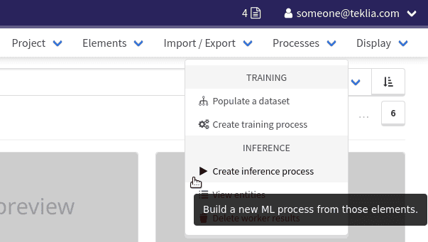 Creating a process from the folder header