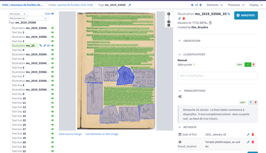 Arkindex makes it possible to apply multiple automatic processes to collections of digitised documents in order to extract all types of information.