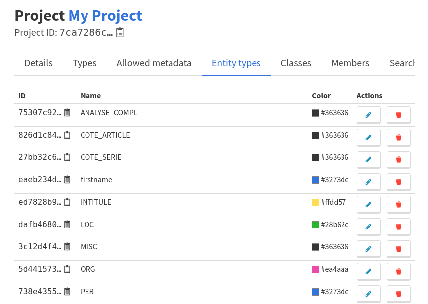 Entity type management