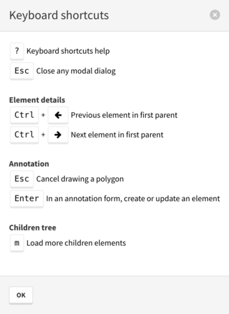 Arkindex keyboard shortcuts