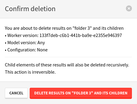 Confirming a manual worker results deletion