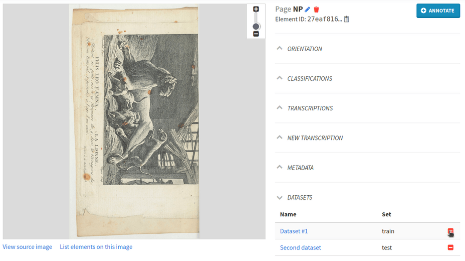 delete element from dataset