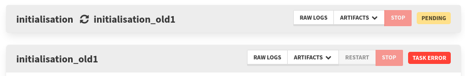 Restarted task display