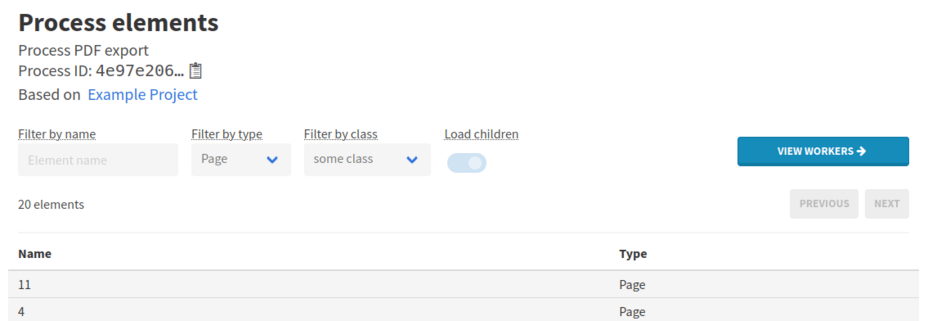 Process elements with classification filter