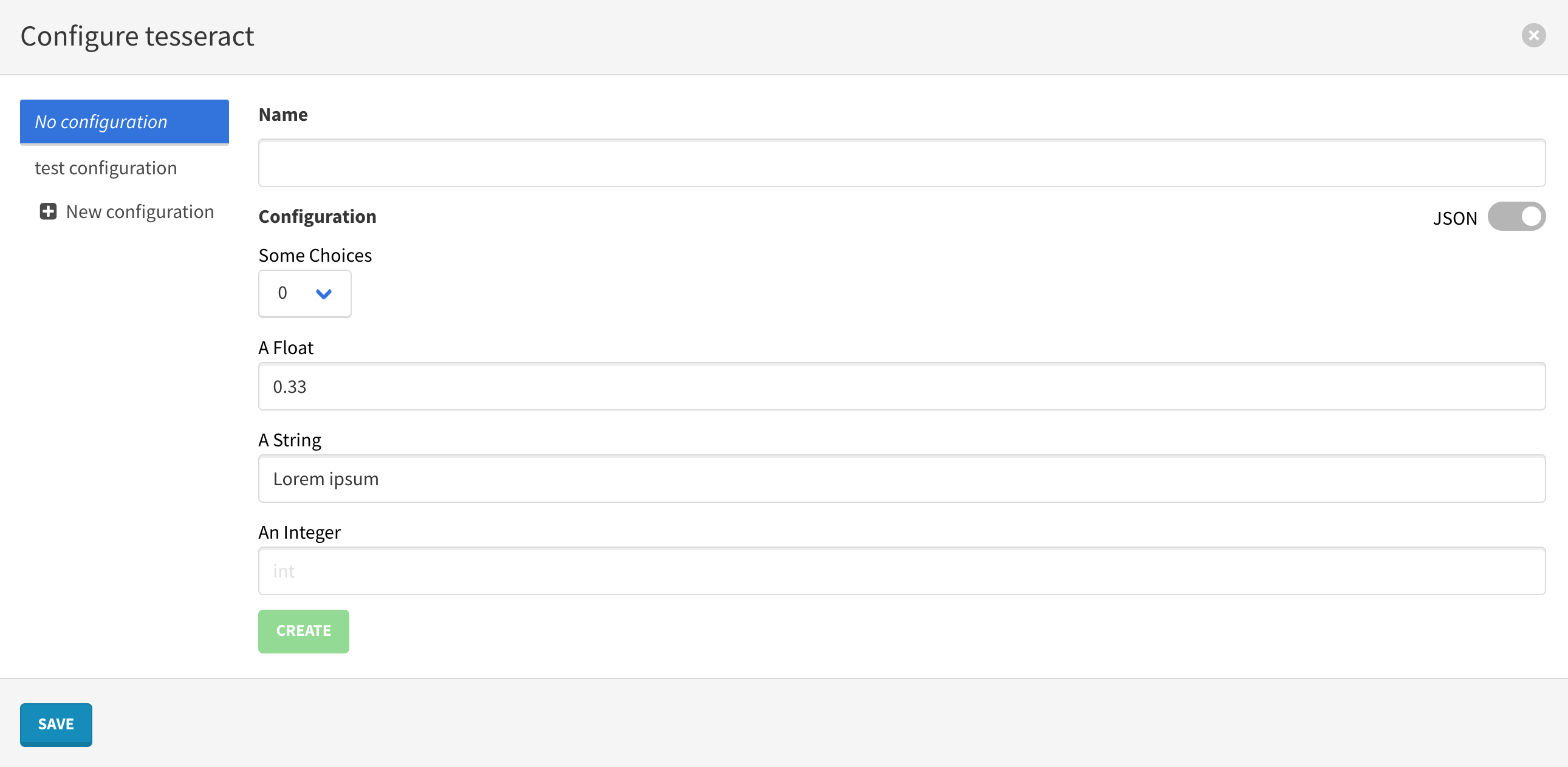 User configuration