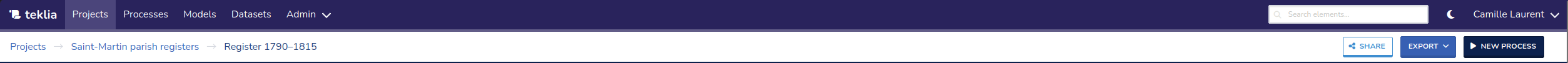 The main navigation bar, and the page header below it