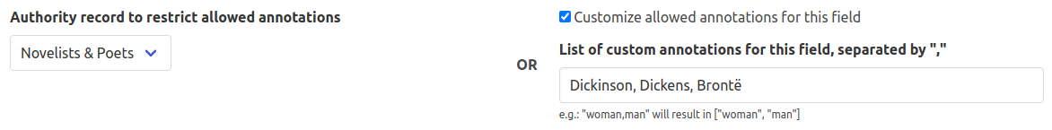 Allowed annotations for a field