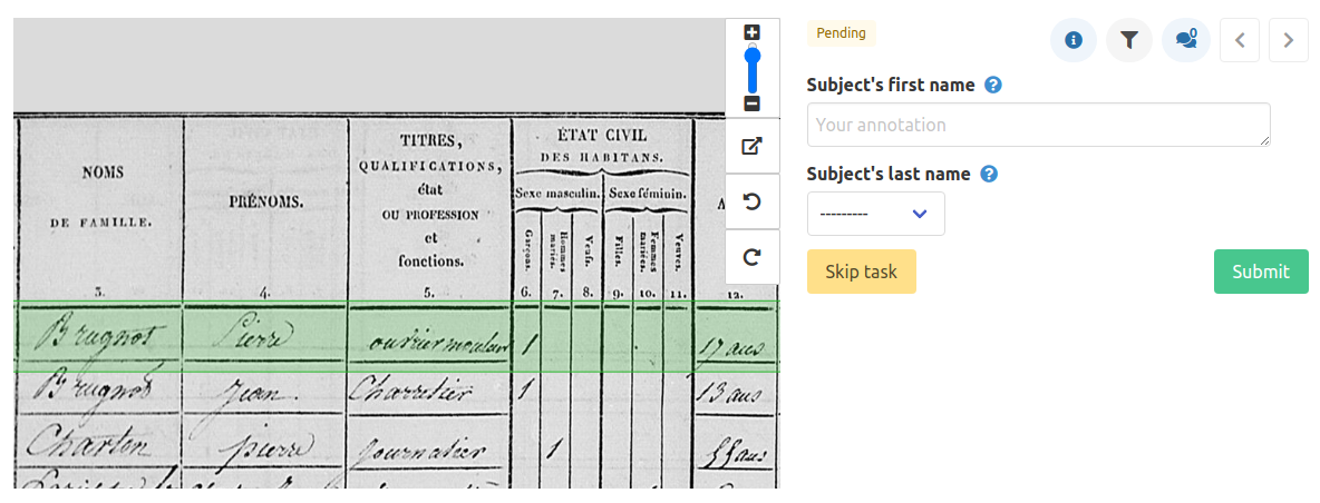 Example entity form annotation task