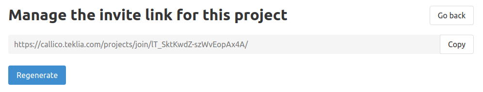 Project invitation link