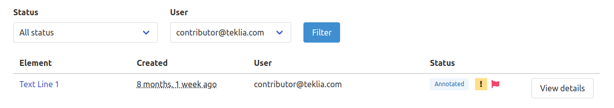 Reported/uncertain icons on the admin task list