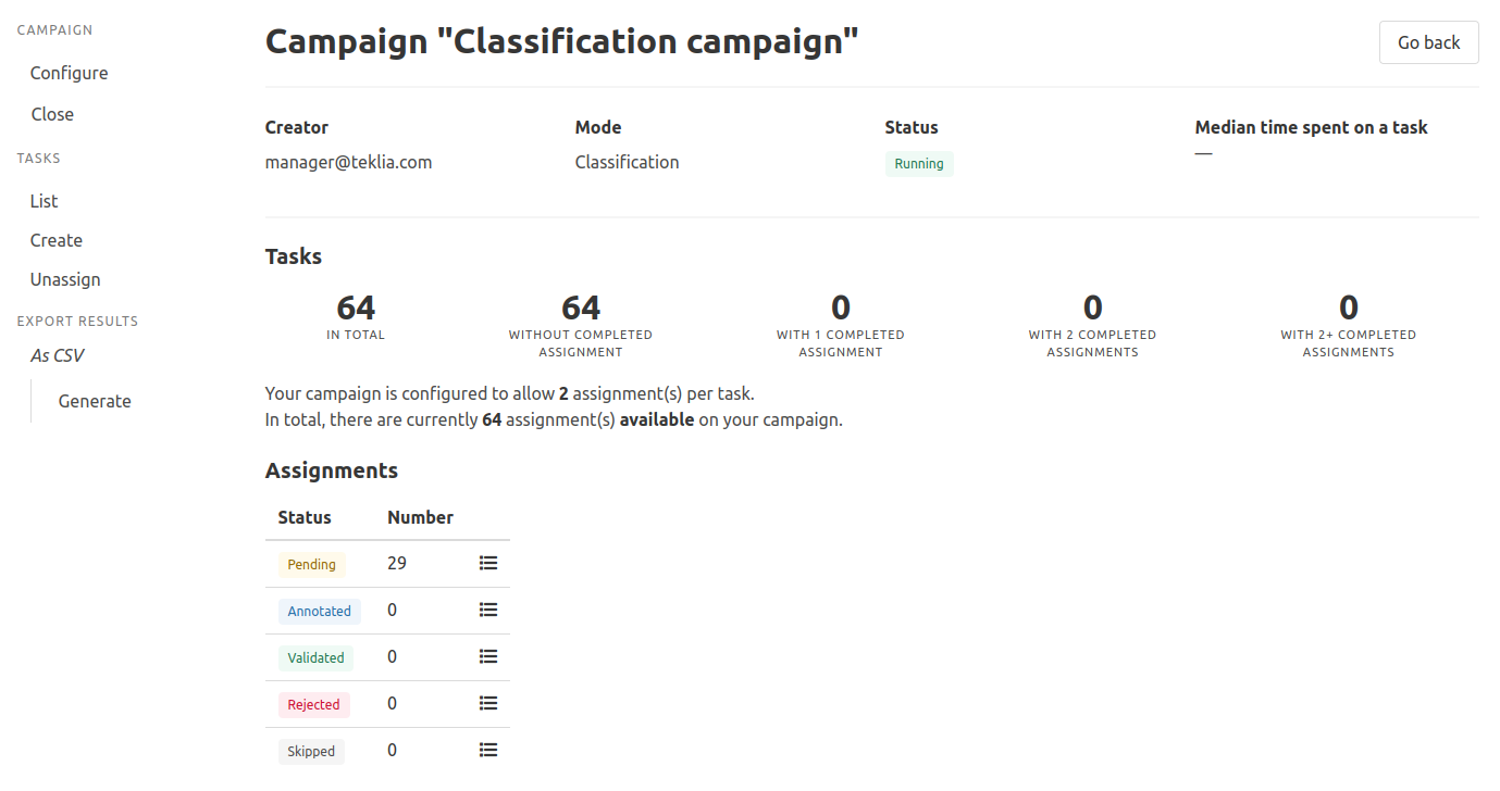Campaign dashboard