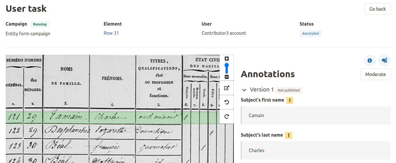 Task details page